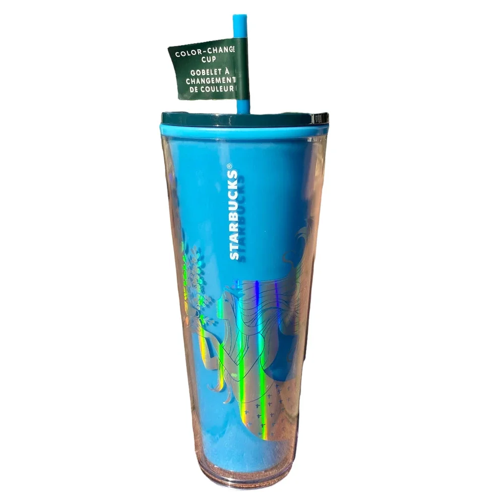 🖤 Starbucks Siren Tumbler Color Change Cold Cup Blue Christmas 2021 24oz 🖤 - Picture 1 of 12